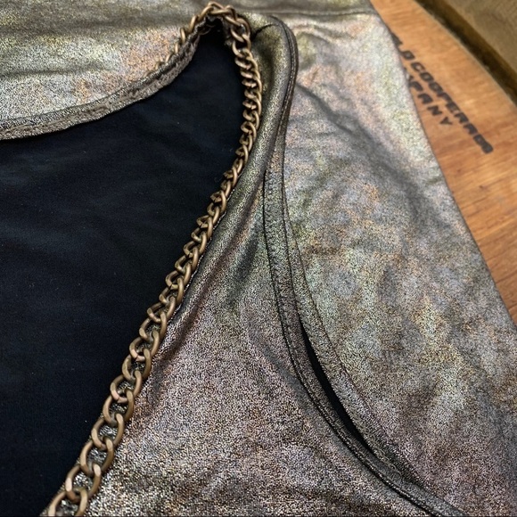 Express || Gold Chain Trimmed Neckline Moto Tank Cami Top S - Picture 8 of 12